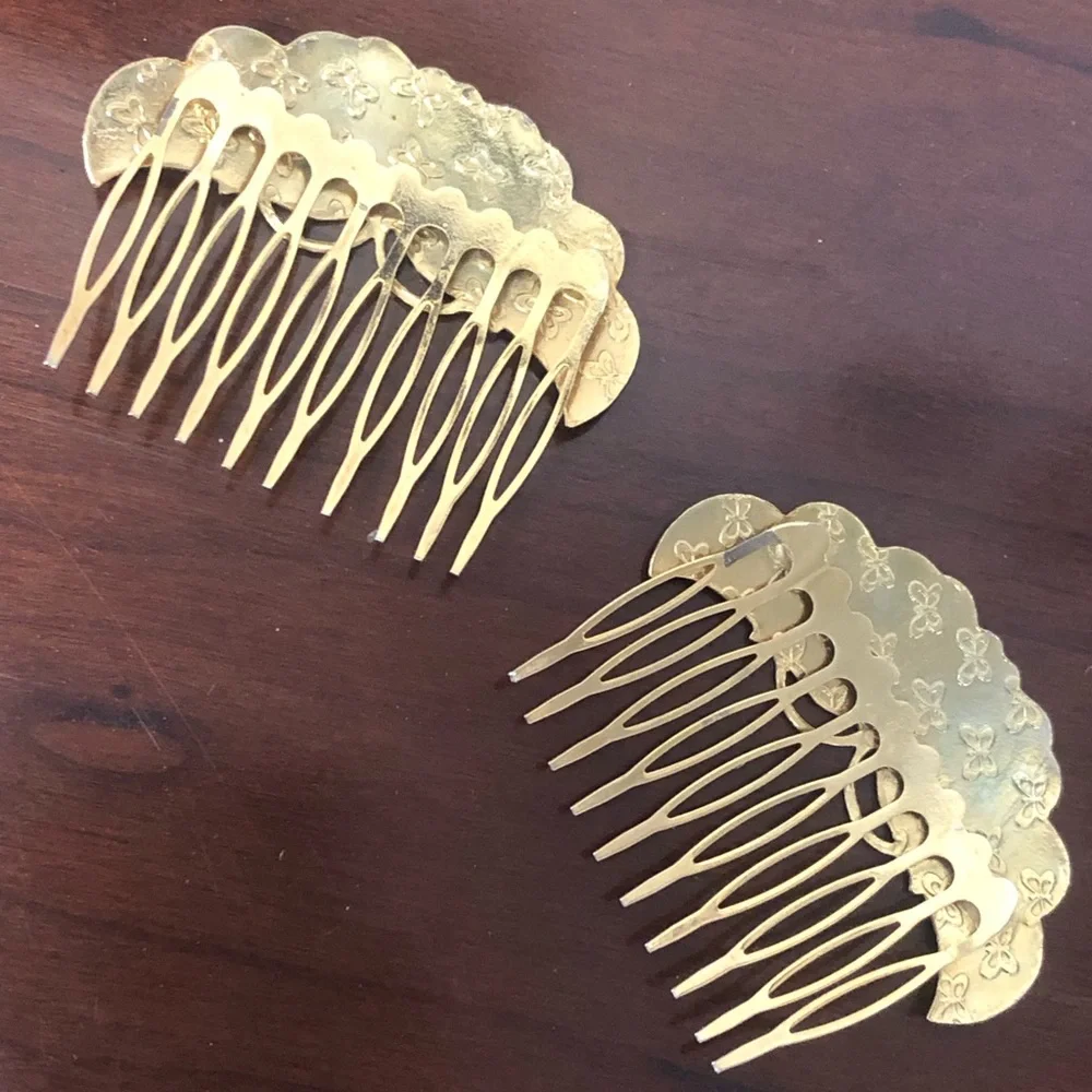 Vintage Butterfly Cloisonné Hair Combs
